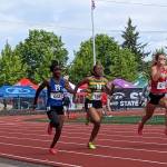 Soukhanya Waters in the 100-meter dash in the finals. Ben Ray/Sound Publishing