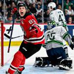 Quebecs Vsevolod Komarov celebrates his first-period goal against the Seattle Thunderbirds in the Memorial Cup championship game. COURTESY PHOTO, CHL