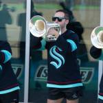 Red Alert, the Seattle Kraken marching band, performs for the crowd at the Seattle Thunderbirds celebration of winning the Western Hockey League title and playing in the Memorial Cup. COURTESY PHOTO, Brian Liesse, Seattle Thunderbirds