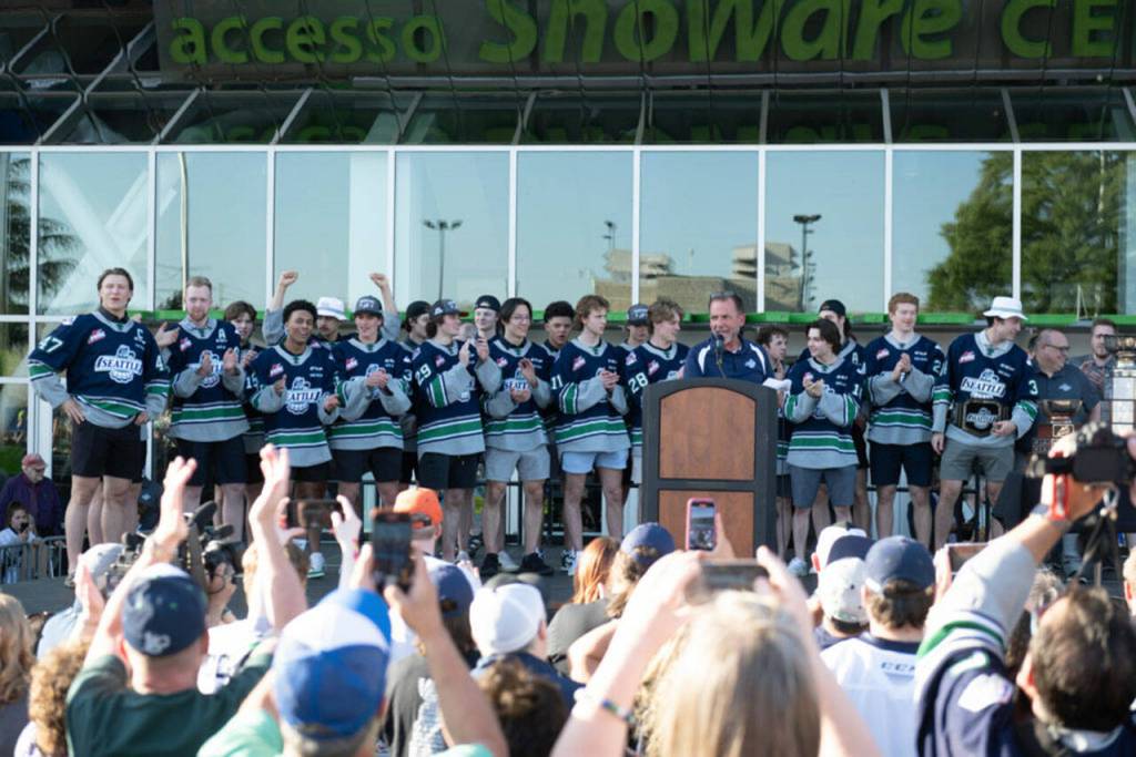 The 2022-2023 Seattle Thunderbirds Western Hockey League champions. COURTESY PHOTO, Brian Liesse, Seattle Thunderbirds