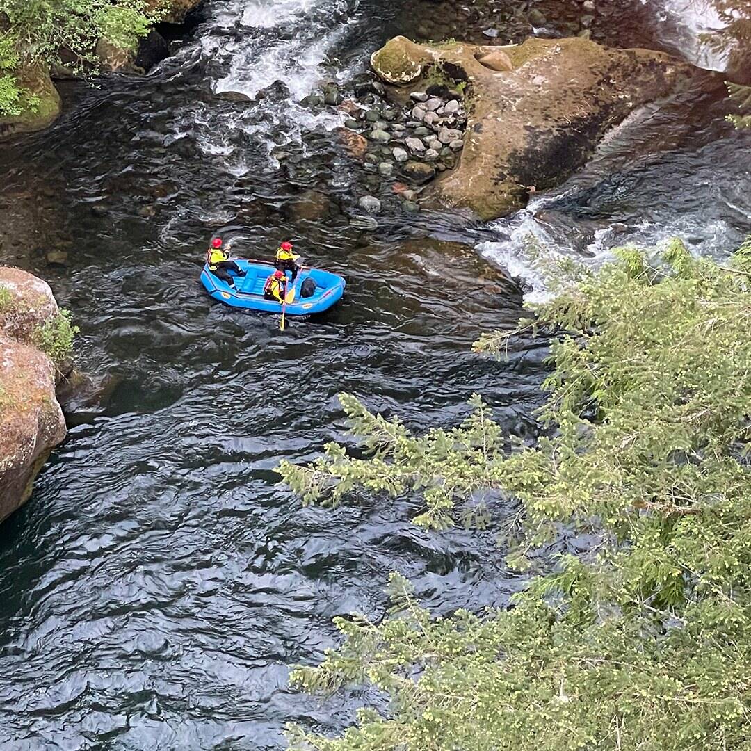 Responders were able to safely retrieve the three kayakers, who all managed to make it to the rivers edge in the gorge. Photo courtesy of Puget Sound Fire.
