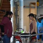 Izzy Teal and Matt Oclander talk before getting the boat in the water. Ben Ray / The Reporter