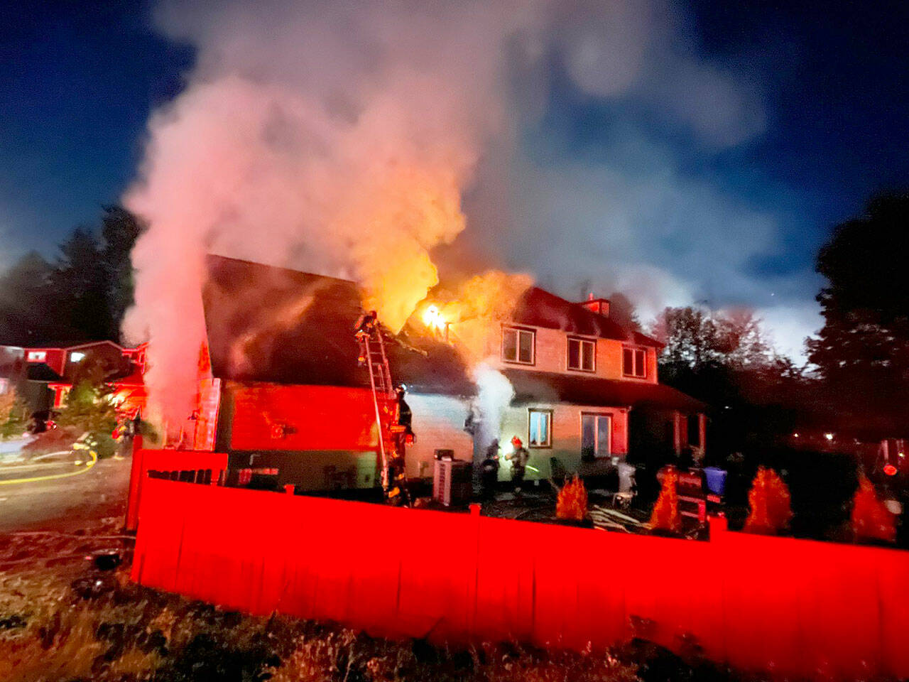 A house fire early Monday morning, July 3 on Kents East Hill in the 13300 block of SE 273rd St. COURTESY PHOTO, Puget Sound Fire
