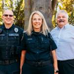 Newly promoted City of Kent Corrections Cmdr. Michael Armstrong, with recently retired Corrections Cmdr. Diane McCuistion and her predecessor retired Cmdr. Curt Lutz. COURTESY PHOTO, Kent Police