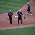 San Diego Padres right fielder Juan Soto and Philadelphia Phillies outfielder Nick Castellanos take the field for the National League. Ben Ray / The Mirror