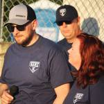 Michael Coury, the father of Gabriel, prepares to thank the crowd for its support as his wife, Shellie Coury stands next to him. STEVE HUNTER, Kent Reporter