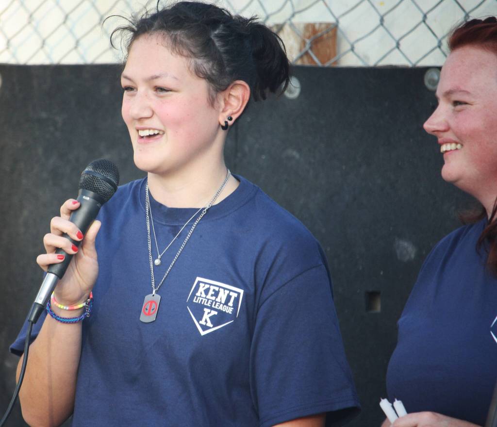 Sophia Sappa, sister of Gabriel Coury, talks about her brothers improvement in baseball. STEVE HUNTER, Kent Reporter