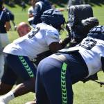 Defensive linemen putting in work on the sled Aug. 1. (Photos by Ben Ray/Sound Publishing)