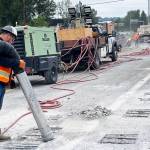 Crews work on southbound SR 167 just north of SR 516/Willis Street in Kent to repair the concrete and create a smooth driving surface on the bridge deck. COURTESY PHOTO, WSDOT