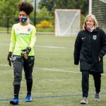 Photo courtesy of Amy Griffin
Amy Griffin working with former OL Reign Academy Player Avah Snoddgrass.