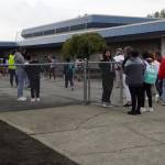 Students walking into Canyon Ridge Middle School on the first day of school, Aug. 23. Photo by Joshua Solorzano/Sound Publishing