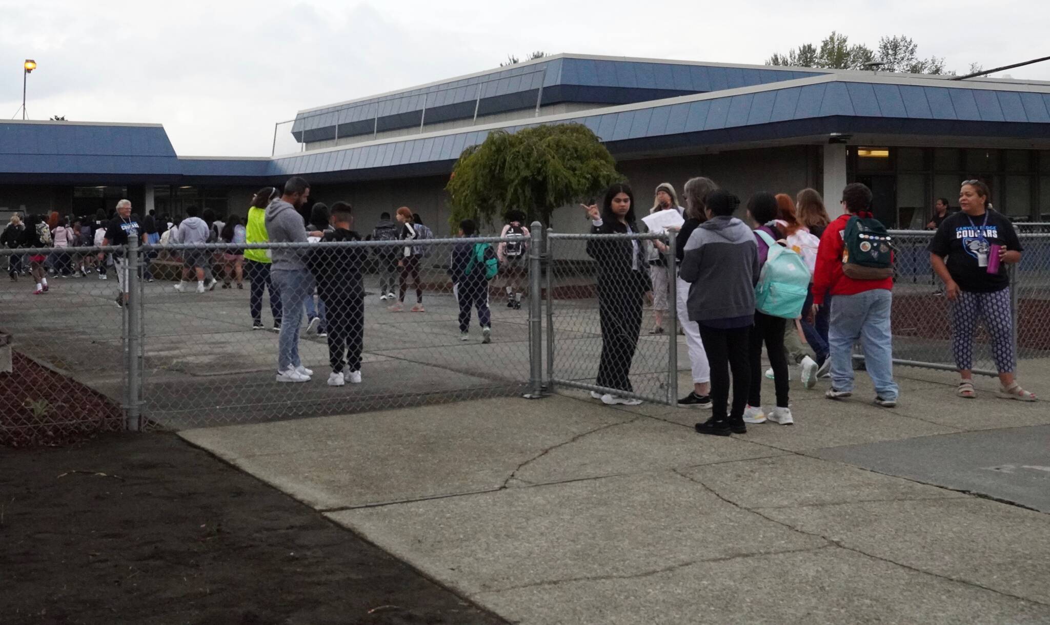 Students walking into Canyon Ridge Middle School on the first day of school, Aug. 23. Photo by Joshua Solorzano/Sound Publishing