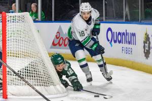 Seattles Sam Popowich, in preseason action against Everett, scored the winning goal in the Thunderbirds WHL season-opening 3-2 win Saturday, Sept. 23 at the Wenatchee Wild. COURTESY FILE PHOTO, Brian Liesse, Seattle Thunderbirds