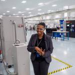 Magnificent Willis, a leader in Boeing product integration, welcomes AWBs Manufacturing Week tour group Oct. 11 to the Boeing Additive Manufacturing metals print room in Auburn. COURTESY PHOTO, Brian Mittge/Association of Washington Business