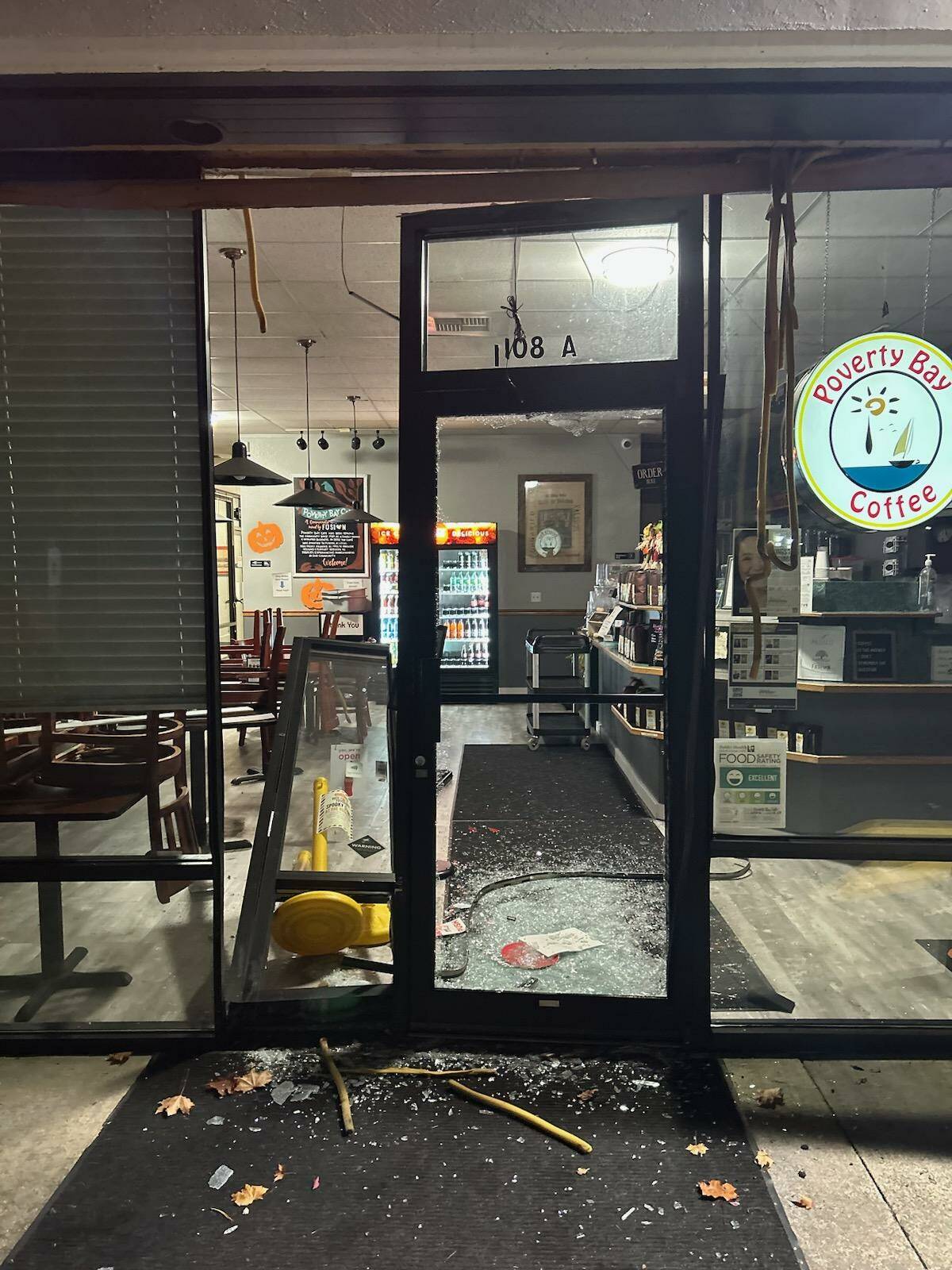 The storefront of the Poverty Bay Cafe by FUSION was damaged by a vehicle early Oct. 27. Photo provided by FUSION.