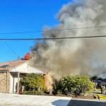 Fire broke out Monday afternoon, Oct. 30 at a vacant commercial building at 120 State Ave. N., in Kent. COURTESY PHOTO, Puget Sound Fire