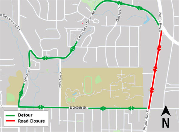 Sound Transit has postponed construction work planned Nov. 19-20 along Pacific Highway South in Kent.
COURTESY GRAPHIC, Sound Transit
