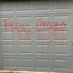 On the night of Thursday, Nov. 30 in Bellevue, people who Congressman Adam Smith said were advocating for a cease-fire in Israel and Gaza, vandalized his garage with spray paint. (Photo Courtesy of the Office of Congressman Adam Smith)