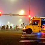 Student protesters cross Pacific Highway South to advocate for increased safety measures in the intersection and other streets surrounding their school. (Photo by Keelin Everly-Lang /Sound Publishing)