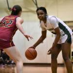 Photos by Ben Ray / The Reporter
KW girls leading scorer Jessica Ajayi looks at her teammates.