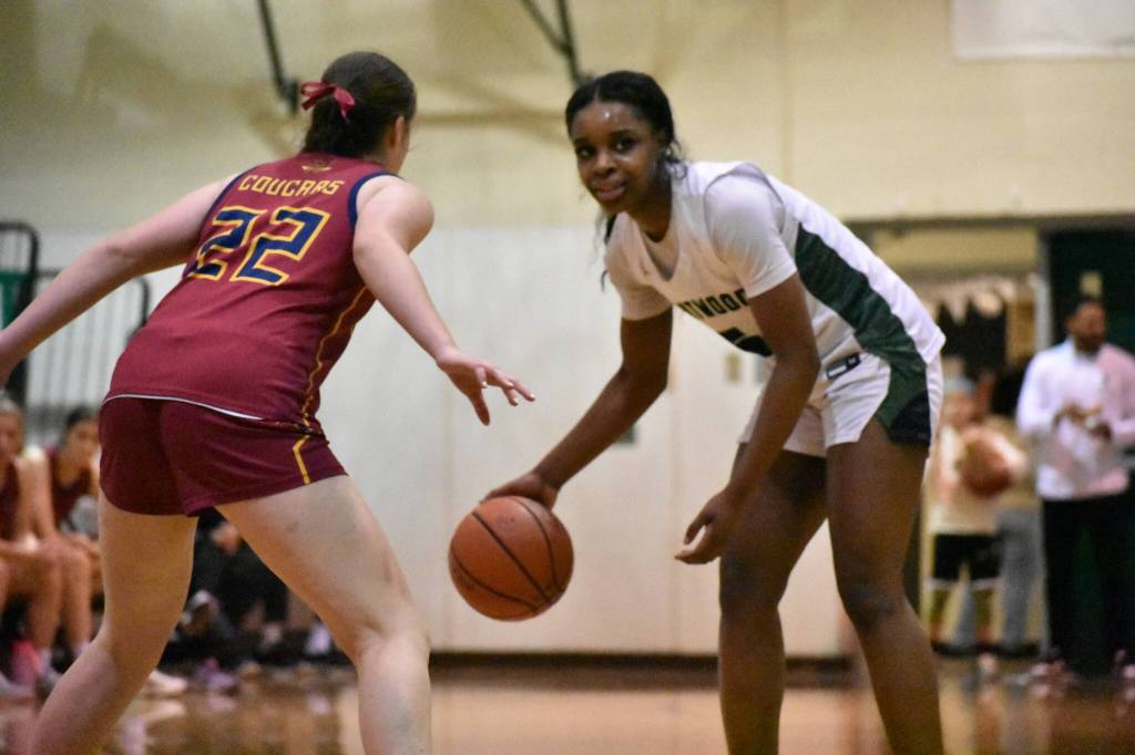 Photos by Ben Ray / The Reporter
KW girls leading scorer Jessica Ajayi looks at her teammates.