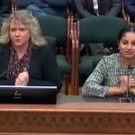 Kent Mayor Dana Ralph, left, and City Councilmember Satwinder Kaur testify Jan. 16 in Olympia in support of a House bill to allow counties and cities to increase sales taxes to hire more police officers. Screenshot via TVW