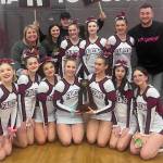 Courtesy photo
Pictured: Kentlake High Schools cheer team. Kentlake won one category over Gig Harbor and 3A NPSL rival Auburn Riverside in the 3A Game Day Small event. The Falcons scored 77.6 just beating out the Tides, who scored 76.6.