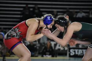 Oksana Galiant face-to-face with her opponent in the state championship. Ben Ray / The Reporter