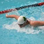 Kentwood swimmer in the fly section of the IM race. Ben Ray / The Reporter