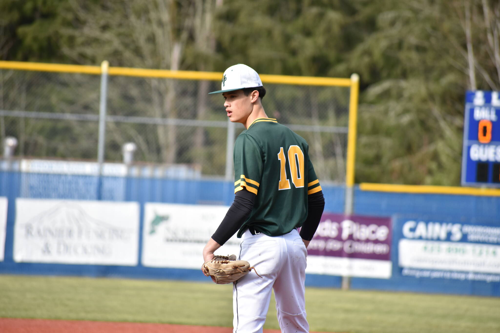 Dominic DesMarais stares down the Liberty batter. Ben Ray / The Reporter