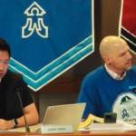 Kent School Board members Andy Song, left, and Donald Cook discuss a decision by the board to keep Cook out of meetings with labor groups to discuss contract negotiations. Screenshot, via Kent School District