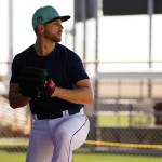 Austin Voth at spring training. (Ben VanHouten / Seattle Mariners)