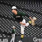 Dominic DesMarais pitches at T-Mobile Park against Lake Washington. Ben Ray / The Reporter