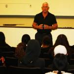 Dave Reichert, the initial lead detective in the Green River Killer case, speaks to forensic class students at Kent-Meridian High School. STEVE HUNTER, Kent Reporter
