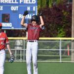 Matthew Ledbetter raises the roof against Stanwood after a double. Ben Ray / The Reporter