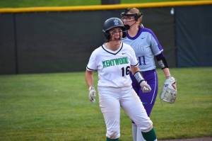 Sofia Mottern-Salinas gives a yell after getting the rally going against North Creek. Ben Ray / The Reporter
