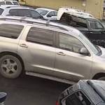 The suspects drove a silver 2010 Toyota Sequoia. Police say the vehicle has significant front end and drivers side damage. (Courtesy of the Renton Police Department.)