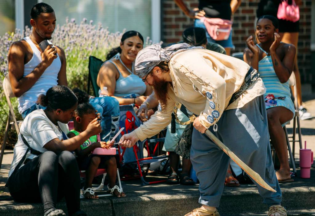 A Seafair pirate visits with the crowd during the Kent Cornucopia Days Grand Parade. COURTESY PHOTO, City of Kent