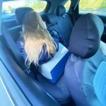 A State Patrol trooper ticketed a woman driver for speeding in the HOV lane of Interstate 5 in Kent and for an HOV violation. The woman had what she called a training aid in the vehicle in an effort to show she had a passenger to not violate the two-person rule for using the lane. COURTESY PHOTO, Washington State Patrol