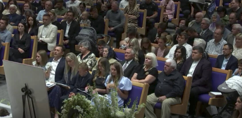 People packed the pews for Matthiew Stavkovys memorial service July 28 at Way to Salvation Church in Kent. SCREENSHOT, Bread of Life Church