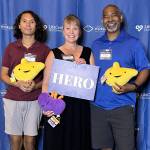 Kaden Hollis and his parents, Cindie and Robert Hollis, at a Donation Celebration event Aug. 4 in Bellevue. COURTESY PHOTO, LifeCenter Northwest