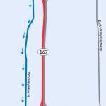 Southbound SR 167 will be closed for repaving in Kent from 8 p.m. Friday, Aug. 16 to 4 a.m. Monday, Aug. 19 between SR 516 and South 277th Street. COURTESY GRAPHIC, WSDOT