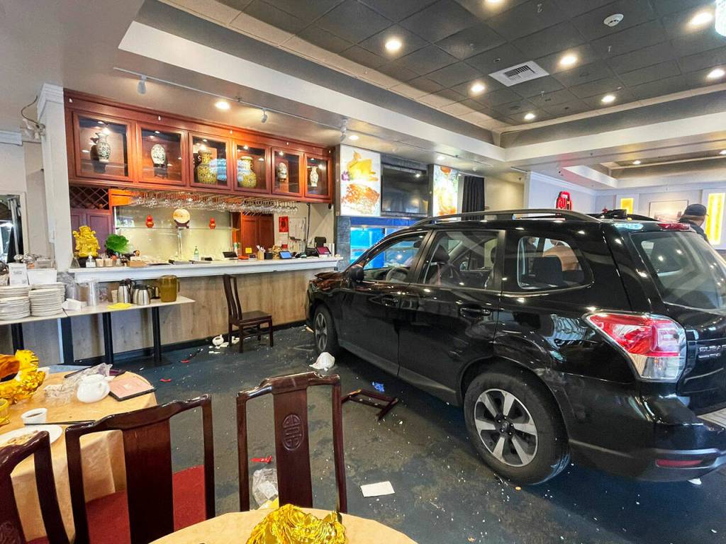 Diners were shocked when a car crashed at about 11:30 a.m. Tuesday, Aug. 13 into the Imperial Garden restaurant in Kent along the East Valley Highway. COURTESY PHOTO, Puget Sound Fire