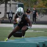 Senior RB Antoine Lee gets shift through some obstacles.