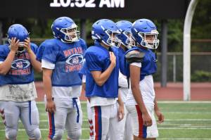 A whole pack of Royals await coaches instructions during practice. Ben Ray / The Reporter