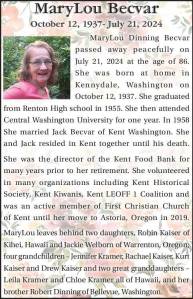 MaryLou Becvar | Obituary