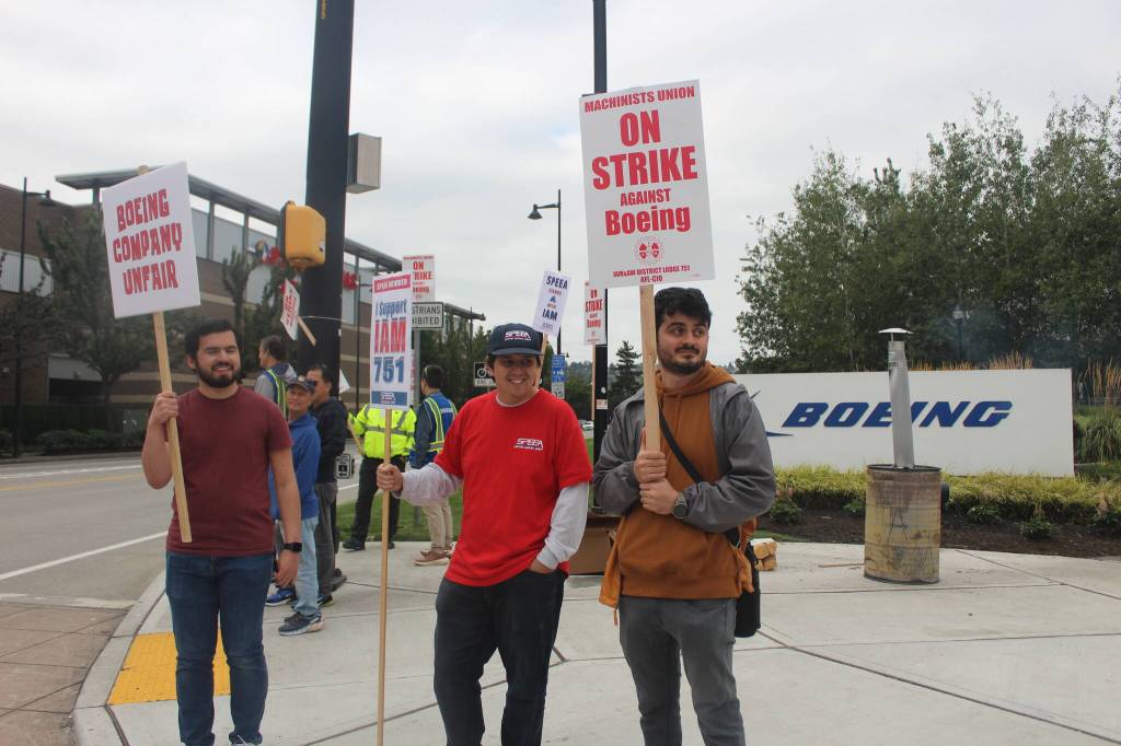 The strike began at midnight Friday, Sept.13, with Renton workers and supporters picketing from the early morning hours and into the afternoon, and some saying they will picket and strike for as long as it takes. Photo by Bailey Jo Josie/Sound Publishing.
