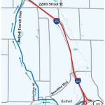 Northbound I-405 near Bothell will be closed late Friday evening to early Monday morning. Courtesy of WSDOT.