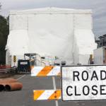 The Meeker Street bridge over the Green River in Kent remained closed for repainting Oct. 1. The covering is expected to be removed this week and the street and bridge reopened by Oct. 11. STEVE HUNTER, Kent Reporter