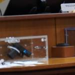 Evidence in the courtroom. Photo by Joshua Solorzano/The Mirror